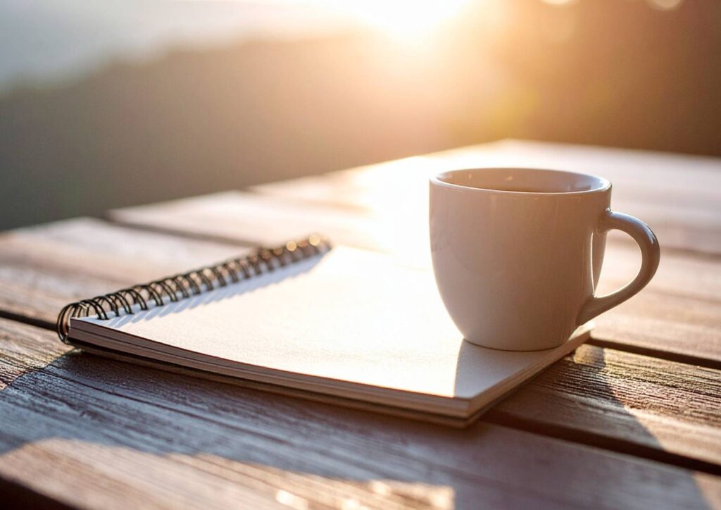 Ayurvedische Morgenroutine – Kupfer-Zungenschaber, Öl und warmer Tee im Morgenlicht