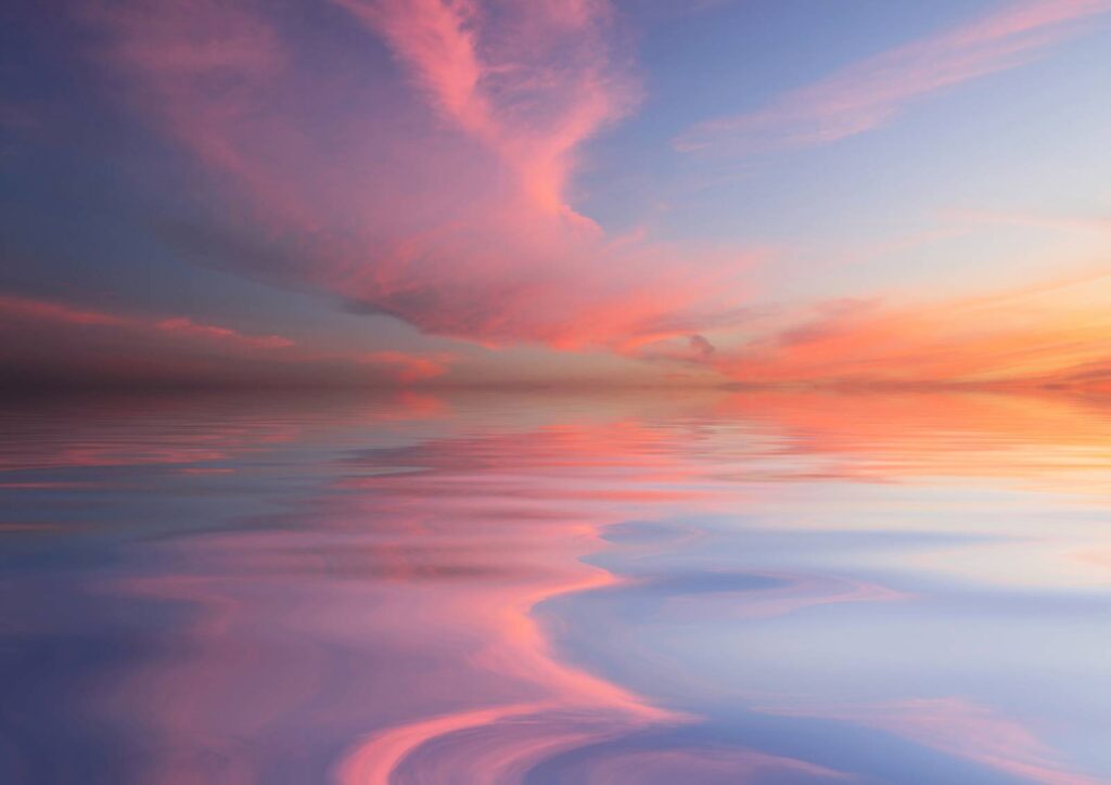 The seven Dhatus, an introduction, shown as evening light over calm water